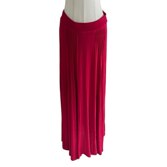 Maeve Red Pink Pleated Maxi Skirt Flowy Boho Size M L casual‎ Vacation Travel - Picture 2 of 9